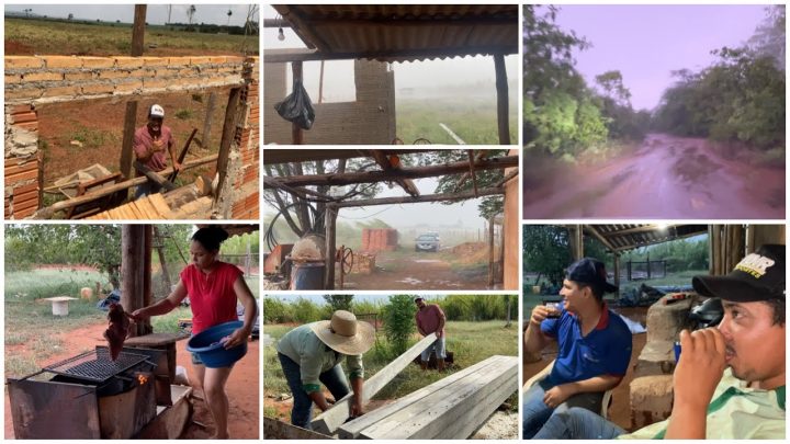 varanda - UM DIA DE CHUVA COM VENTO AQUI NO SÍTIO! CARREGANDO OS PILARES DA VARANDA| INDO PRA CASA MUITO BARRO